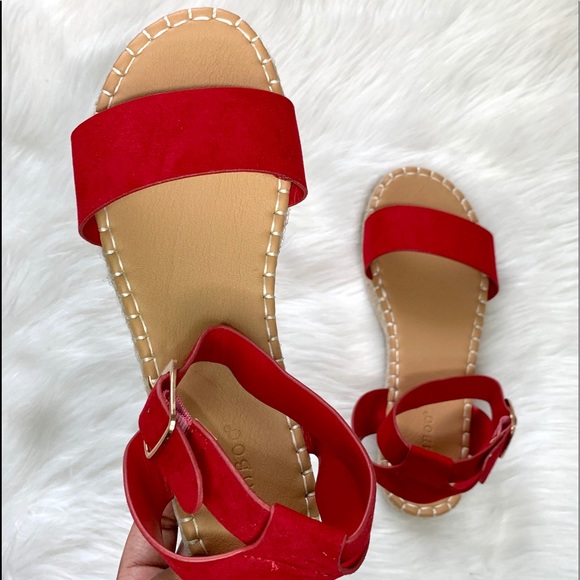 Bamboo Red Espadrille Sandals - Picture 2 of 4